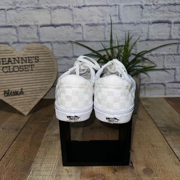 Vans Checkered Checkerboard Lace Up Sneakers White on White Mens 11.5 - Picture 7 of 11